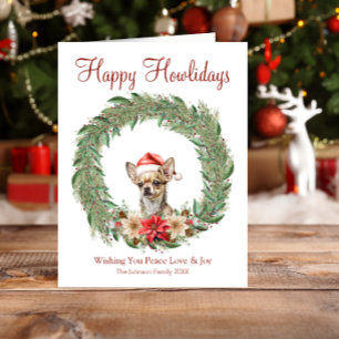 Cartão De Festividades Feliz Natal Cachorrinho Fofo de Chihuahua