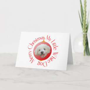 Cartão De Festividades Feliz Natal Cachorro Branco
