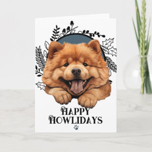 Cartão De Festividades Feliz Natal Cachorro Chow Chow