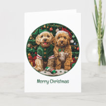Feliz Natal Cachorro de Cachorro de Goldendoodle