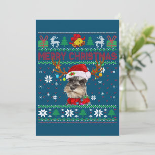 Cartão De Festividades Feliz Natal Cachorro Feio Schnauzer Santa Hat