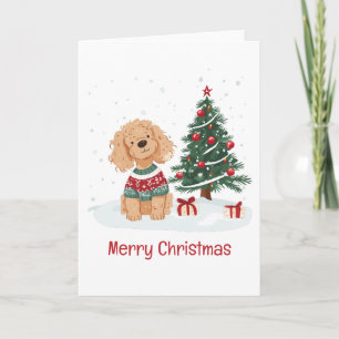 Cartão De Festividades Feliz Natal Cachorro Goldendoodle