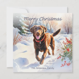 Cartão De Festividades Feliz Natal Cachorro Labrador Chocolate Laboratóri