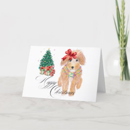 Cartão De Festividades Feliz Natal Cachorro Sentado 