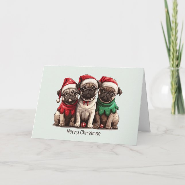Cartão De Festividades Feliz Natal Cachorros (Frente)