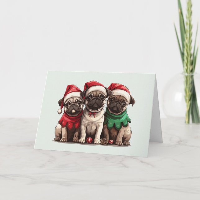 Cartão De Festividades Feliz Natal Cachorros (Frente)