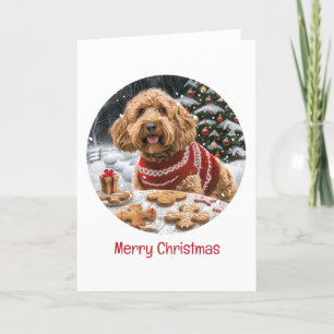Cartão De Festividades Feliz Natal Cachorros de Goldendoodle