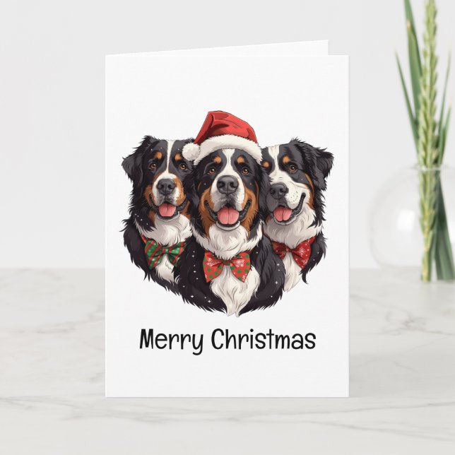 Cartão De Festividades Feliz Natal Cães de Montanha Berneses (Frente)