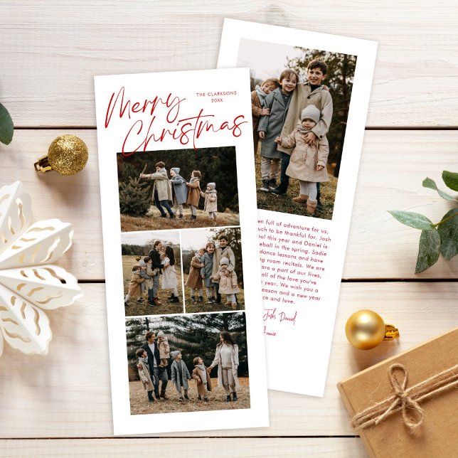 Cartão De Festividades Feliz Natal Caligrafia Cinco Foto Slim (Criador carregado)