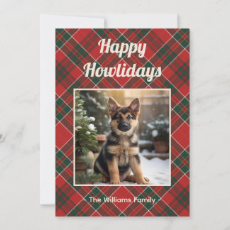 Cartão De Festividades Feliz Natal Canino Xadrez Vermelho Verde
