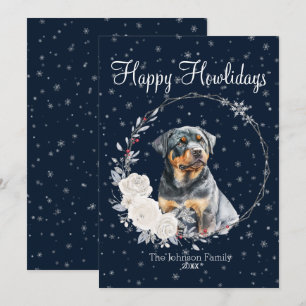 Cartão De Festividades Feliz Natal Cão Rottweiler Fofo