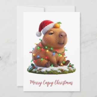 Cartão De Festividades Feliz Natal Capivara Despreocupada Luzes