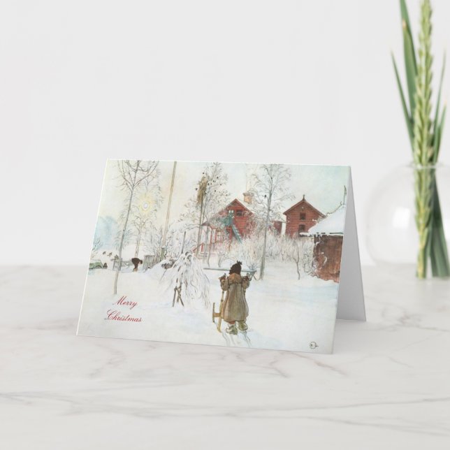 Cartão De Festividades Feliz Natal Carl Larsson Art (Frente)