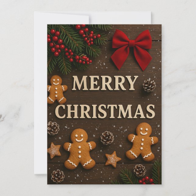 Cartão De Festividades Feliz Natal Castanho Cookies de Natal (Frente)