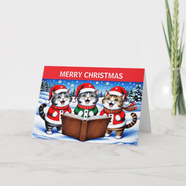 Cartão De Festividades Feliz Natal Cat (Frente)