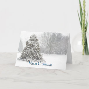Cartão De Festividades Feliz Natal - CENA DE NEVE - Grande Árvore/explosõ