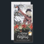 Cartão De Festividades Feliz Natal Chalkboard Foto de Férias Florais<br><div class="desc">Este cartão é concebido com linhas simples e limpas e acentuado com cores de férias de vinho e verde florestal. Personalize com sua própria foto e personalize o texto com seu próprio nome de família! Faz um cartão de feriado excelente para qualquer um que ama a aparência de elegância de...</div>