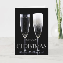 Cartão De Festividades Feliz Natal Champanhe Flute Glass