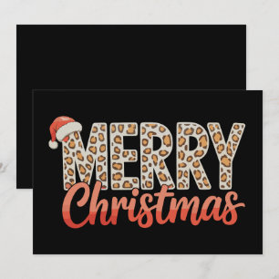 Cartão De Festividades Feliz Natal Chapéu de Papai Noel Leopardo Guepardo