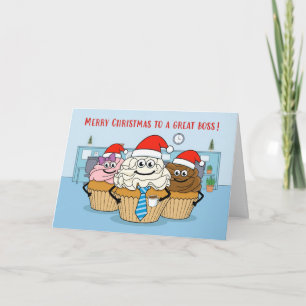 Cartão De Festividades Feliz Natal Chefes Cupcakes Equipe do Escritório