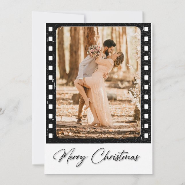 Cartão De Festividades Feliz Natal Clássico Filme de Câmera Foto de Colag (Frente)
