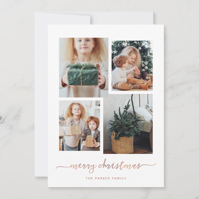 Cartão De Festividades Feliz Natal | Colagem de Fotografias Moderna (Frente)