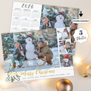 Cartão De Festividades Feliz Natal - Colagem de Fotos 2026 Calendário