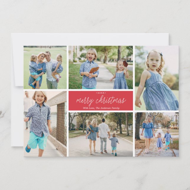 Cartão De Festividades Feliz Natal Colagem de Fotos 9 Fotos (Frente)