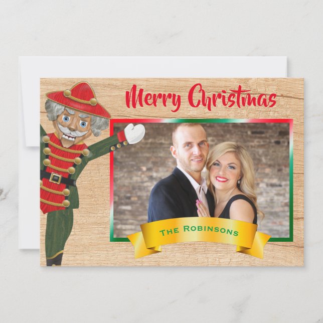 Cartão De Festividades Feliz Natal Colagem de Fotos Nutcracker Saudação (Frente)