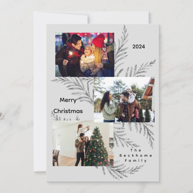 Cartão De Festividades Feliz Natal Com A Colagem De Fotos Da Família (Frente)