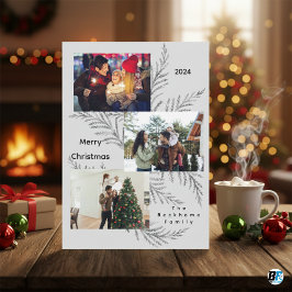 Cartão De Festividades Feliz Natal Com A Colagem De Fotos Da Família