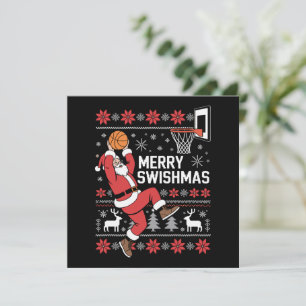 Cartão De Festividades Feliz Natal com Basquete de Natal Feio 
