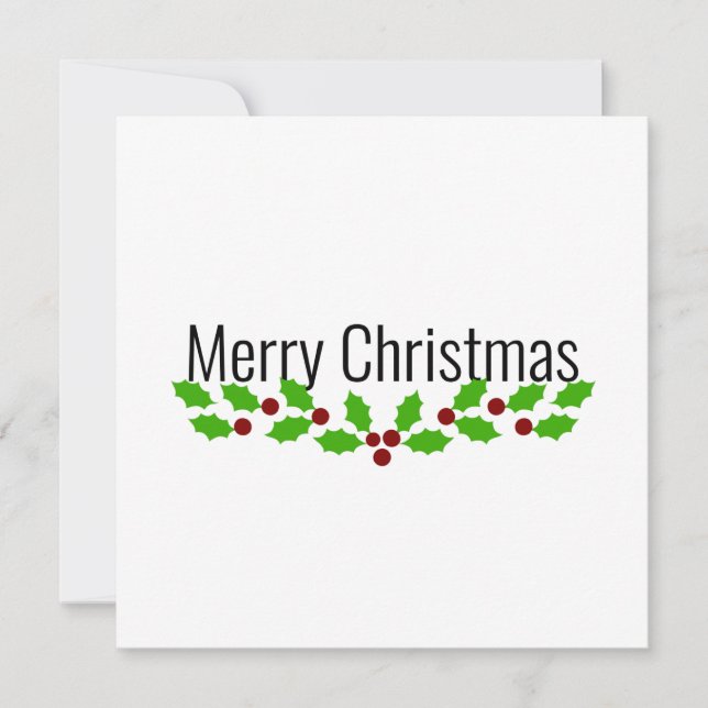 Cartão De Festividades Feliz Natal com Holly (Frente)