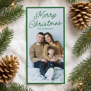 Cartão De Festividades Feliz Natal com Letra Verde Moderna Foto Alta