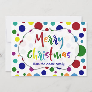 Cartão De Festividades Feliz Natal com Letras e Pontos Multicoloridos