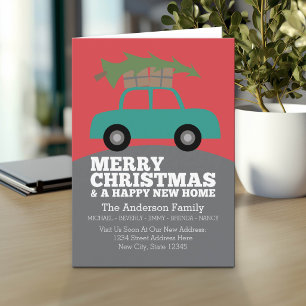 Cartão De Festividades Feliz Natal com o Novo Endereço Doméstico em Movim