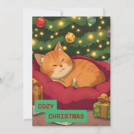 Cartão De Festividades Feliz Natal com um gato bonito