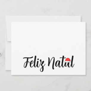 Cartão De Festividades Feliz Natal com um touca do Papai Noel