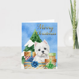 Cartão De Festividades Feliz Natal com Westies