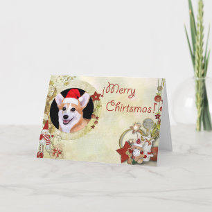 Cartão De Festividades Feliz Natal Corgi com Papai Noel