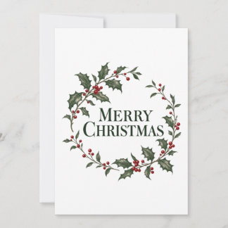 Cartão De Festividades Feliz Natal Coroa de Azevinho