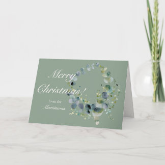 Cartão De Festividades Feliz Natal Coroa de Eucalipto Verde Fresco
