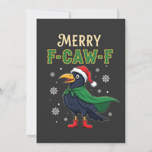 Cartão De Festividades Feliz Natal Corvo Papai Noel Engraçado