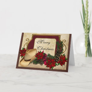 Cartão De Festividades Feliz Natal Cowboy (vaqueira) saudação
