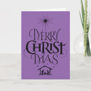 Cartão De Festividades Feliz Natal Cristão Caligrafia Faith Purple