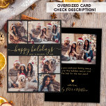 Cartão De Festividades Feliz Natal da Collage de Caligrafia<br><div class="desc">Mínima Elegante Caligrafia Elegante Negra e Dourada 5 Fotografias "feriados felizes" Script de Cartão de Férias de Natal. , POR FAVOR, ESSAS PLACAS DE TAMANHO X 8, 75" DE 6, 5" SÃO MAIORES QUE A MÉDIA, DEVIDO AO TAMANHO MAIOR DA PLACA, É QUASE CERTO QUE OS CUSTOS DE POSTAGEM SERÃO...</div>