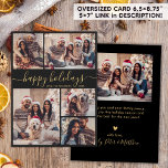 Cartão De Festividades Feliz Natal da Collage de Caligrafia<br><div class="desc">Mínima Elegante Caligrafia Elegante Negra e Dourada 5 Fotografias "feriados felizes" Script de Cartão de Férias de Natal. , POR FAVOR, ESSAS PLACAS DE TAMANHO X 8, 75" DE 6, 5" SÃO MAIORES QUE A MÉDIA, DEVIDO AO TAMANHO MAIOR DA PLACA, É QUASE CERTO QUE OS CUSTOS DE POSTAGEM SERÃO...</div>