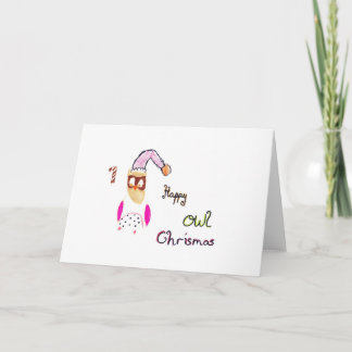 Cartão De Festividades Feliz Natal Da Coruja - Por Alix R.