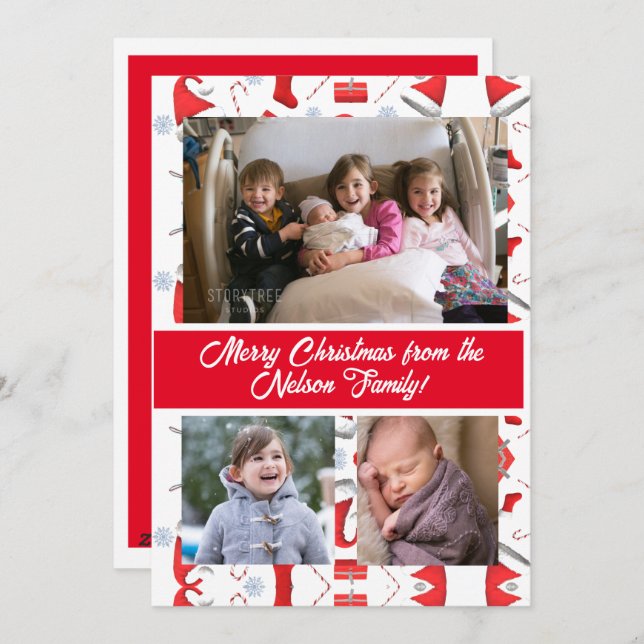 Cartão De Festividades Feliz Natal da Família (Frente/Verso)