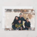 Cartão De Festividades Feliz Natal da família Collage Snowflake<br><div class="desc">O Cartão de Férias da Família de Colagem de Fotos Abençoado Snowflake Overlay é um modelo excelente para os seus cartões de Natal de feriado. A frente vem com uma foto grande da família e um quadro branco de cobertura do floco de neve, a palavra abençoada em ouro, e um...</div>